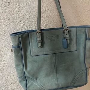 Coach Teal Leather Tote Bag